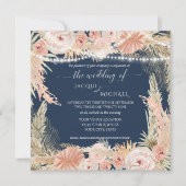 Invitation Navy Blush BOHO Twinkle Lights Floral Pampas (Devant)