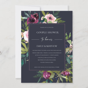INVITATION NAVY BLUSH BURGUNDY FLEUR BOUQUET COUPLE SHOWER