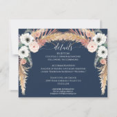Invitation Navy Blush Floral Pampas Grass Mariage Détails (Devant)