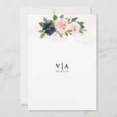 Invitation Navy & Blush Pink Floral la nuit avant (Dos)
