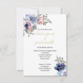 Invitation Navy & Blush Watercolor Flowers Rehearsal Dinner (Devant)
