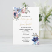 Invitation Navy & Blush Watercolor Flowers Rehearsal Dinner (Debout devant)