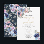 Invitation Navy & Blush Watercolor Flowers Rehearsal Dinner<br><div class="desc">Watercolor floral blossoms in navy and blush pink with delicate greenery. Available in multiple background colorways to match the theme of your event,  whether it be spring blues or summer brights. Part of our Navy & Blush Collection.</div>