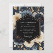 Invitation Navy Botanical Opulent Wedding (Devant)