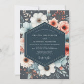 Invitation Navy Botanical Romance Wedding (Devant)