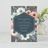 Invitation Navy Botanical Romance Wedding (Debout devant)