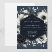 Invitation Navy Botanical Whimsy Wedding (Devant / Derrière)