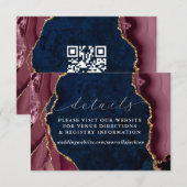 Invitation Navy, Bourgogne & Détails d'agate doré (Devant / Derrière)