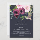 INVITATION NAVY BRIGHT BLUSH BURGUNDY FLORAL BUNCH WEDDING<br><div class="desc">If you need any further customisation please feel free to message me on yellowfebstudio@gmail.com</div>