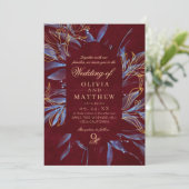 Invitation Navy & Burgundy Classic Monogram Wedding (Debout devant)