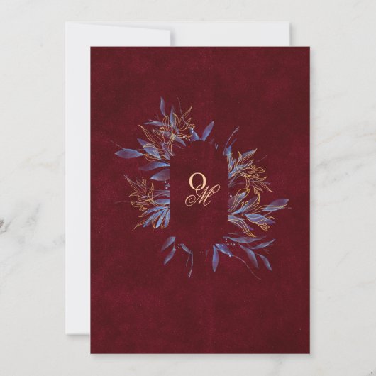 Invitation Navy & Burgundy Classic Monogram Wedding (Dos)