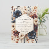 Invitation Navy Burnt Orange Autumnal Wedding (Debout devant)