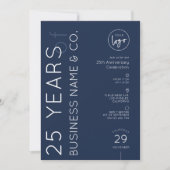 Invitation Navy Business Anniversary Dinner Corporate Logo (Devant)