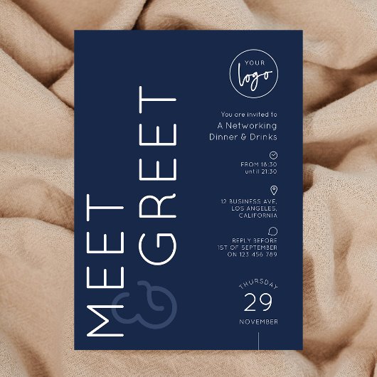 Invitation Navy Business Logo Meet & Greet Networking Event