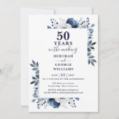 Invitation Navy Chic 50e anniversaire de mariage monogramme (Devant)