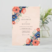 Invitation Navy Coral Radiant Spring Wedding (Debout devant)