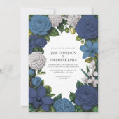 Invitation Navy, Dusty Blue & Silver Floral Wedding (Devant)