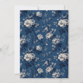 Invitation Navy Élégant Floral (Dos)