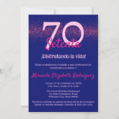 Invitation Navy Espagnole Rose Chic Femme 70e Anniversaire (Devant)