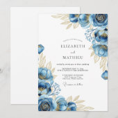 Invitation Navy Ethereal Bloom Wedding (Devant / Derrière)