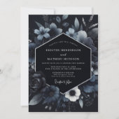 Invitation Navy Floral Bloom Wedding (Devant)