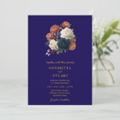Invitation Navy Floral Botanical All-in-One Wedding  (Debout devant)