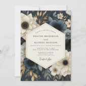 Invitation Navy Floral Opulence Wedding (Devant)