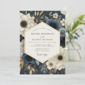 Invitation Navy Floral Opulence Wedding (Debout devant)