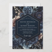 Invitation Navy Floral Opulent Romance Wedding (Devant)