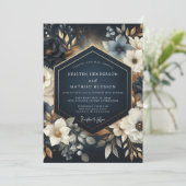 Invitation Navy Floral Opulent Wedding (Debout devant)