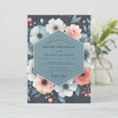 Invitation Navy Floral Whimsy Wedding (Debout devant)