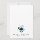 Invitation Navy Flowers, Blue Flowers, Greenery, Birthday (Dos)