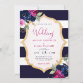 Invitation Navy & Fuchsia Floral Wedding (Devant)