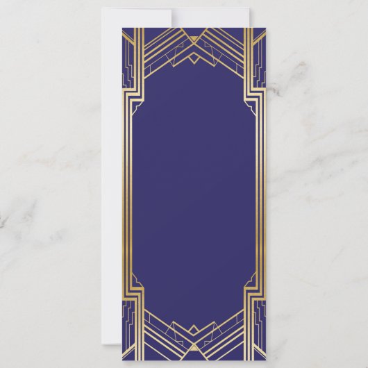 Invitation Navy Gatsby Menu Wedding Reception 1920's Art Déco (Dos)