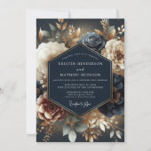 Invitation Navy Gilded Bloom Wedding (Devant)