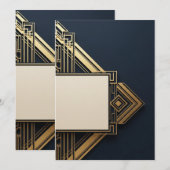 Invitation Navy & Gold Art-Déco (Devant / Derrière)
