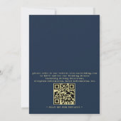 Invitation Navy Gold Modern Elegant Chic QR Code Wedding (Dos)