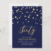Invitation Navy & Gold Simple Soixante 60e anniversaire (Devant)