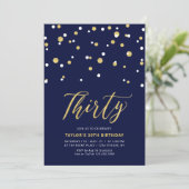 Invitation Navy & Gold Simple Trente anniversaire fête (Debout devant)