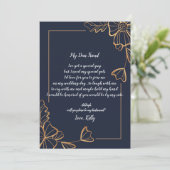 Invitation Navy & golden floral sera ma servante (Debout devant)
