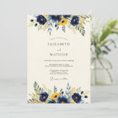 Invitation Navy Golden Vivacious Spring Wedding (Debout devant)