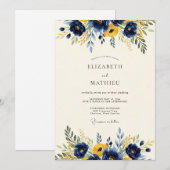 Invitation Navy Golden Vivacious Spring Wedding (Devant / Derrière)