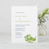 Invitation Navy green peacock garden chic wedding Invite (Debout devant)