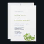 Invitation Navy green peacock garden chic wedding Invite<br><div class="desc">Celebrate your big day and invite your guests with these elegant and contemporary wedding invitations. This clean design sur exotic peacock peeking from a flower bush. Your names and important wedding information are set in classic typefaces in jade green and blue. These are 5" x 7" flat cards and they...</div>