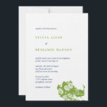 Invitation Navy green peacock garden chic wedding Invite<br><div class="desc">Celebrate your big day and invite your guests with these elegant and contemporary wedding invitations. This clean design sur exotic peacock peeking from a flower bush. Your names and important wedding information are set in classic typefaces in jade green and blue. These are 5" x 7" flat cards and they...</div>