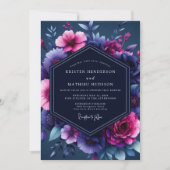 Invitation Navy Magenta Luminous Wedding (Devant)