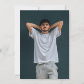 Invitation Navy Modern Calligraphy Simple Photo Graduation (Dos)