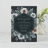 Invitation Navy Moody Bloom Wedding (Debout devant)