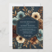 Invitation Navy Opulent Bloom Wedding (Devant)