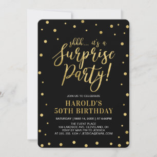 Invitation Navy & Or Fête surprise pour 50e anniversaire ad